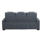 8449BU-3PWHM Power Double Reclining Sofa with Center Drop-Down Cup Holders, Power Headrests, Storage Arms with Cup holders, Reading Lights, Wireless Charger, Air Massage and Heat, LED Lighting and Charging Ports - Image 4