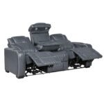 8449BU-3PWHM Power Double Reclining Sofa with Center Drop-Down Cup Holders, Power Headrests, Storage Arms with Cup holders, Reading Lights, Wireless Charger, Air Massage and Heat, LED Lighting and Charging Ports - Image 5