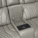 8449GY-2PWHM Power Double Reclining Love Seat with Center Console, Power Headrests, Storage Arms with Cup Holders, Wireless charger,  Air Massage and Heat, LED Lighting and Charging Ports - Image 6
