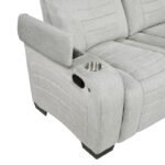 8455GRY-3 Double Reclining Sofa with Center Drop-Down Cup Holders, Storage Arms, Cup Holders, Reading Lights, Magazine Bag, Receptacles, Charging Ports and LED - Image 7
