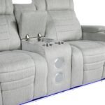 8455GRY-2 Double Reclining Love Seat with Center Console, Wireless Speakers, Storage Arms, Cup holders and LED - Image 7