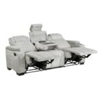 8455GRY-3 Double Reclining Sofa with Center Drop-Down Cup Holders, Storage Arms, Cup Holders, Reading Lights, Magazine Bag, Receptacles, Charging Ports and LED - Image 5