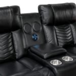 8457BLK-2PW Power Double Reclining Love Seat with Center Console, Wireless Speakers, LED and Charging Ports - Image 6