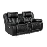 8457BLK-2PW Power Double Reclining Love Seat with Center Console, Wireless Speakers, LED and Charging Ports - Image 2
