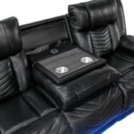 8457BLK-3PW Power Double Reclining Sofa with Center Drop-Down Cup Holders, Wireless Charger, Magazine Bag, LED and Charging Ports - Image 6