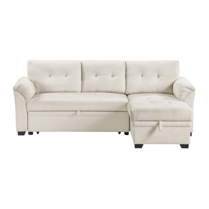 8477BEG_SC_L_noBG_front__l.jpg 8477BEG*SC 2-Piece Reversible Sectional with Pull-out Bed, Reversible Chaise and Hidden Storage - Image 1
