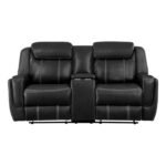 8516BK-2 Double Reclining Love Seat with Center Console, Receptacles and USB Ports