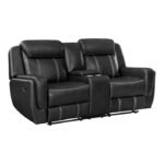 8516BK-2 Double Reclining Love Seat with Center Console, Receptacles and USB Ports - Image 2