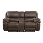 8517BRW-2PW Power Double Reclining Love Seat with Center Console