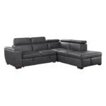 8567GY*SC 2-Piece Sectional with Pull-out Bed and Right Chaise with Hidden Storage, Adjustable Headrests