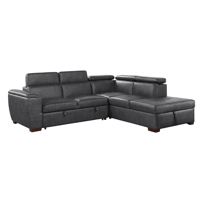 8567GY_noBG_sid__l.jpg 8567GY*SC 2-Piece Sectional with Pull-out Bed and Right Chaise with Hidden Storage, Adjustable Headrests - Image 1