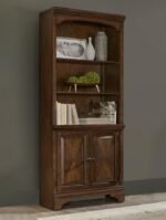 HARTSHILL 78-INCH 3-SHELF CABINET BOOKCASE BURNISHED OAK - Image 2