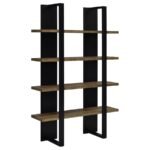 DANBROOK 71-INCH 4-SHELF BOOKSHELF BLACK AND AGED WALNUT