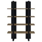 DANBROOK 71-INCH 4-SHELF BOOKSHELF BLACK AND AGED WALNUT - Image 3