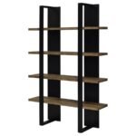 DANBROOK 71-INCH 4-SHELF BOOKSHELF BLACK AND AGED WALNUT - Image 4