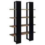 DANBROOK 71-INCH 4-SHELF BOOKSHELF BLACK AND AGED WALNUT - Image 6