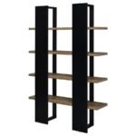 DANBROOK 71-INCH 4-SHELF BOOKSHELF BLACK AND AGED WALNUT - Image 8