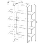 DANBROOK 71-INCH 4-SHELF BOOKSHELF BLACK AND AGED WALNUT - Image 11