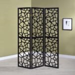 NAILAN 3-PANEL ROOM DIVIDER FOLDING SCREEN BLACK OPEN MOSAIC - Image 2