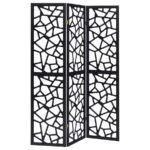 NAILAN 3-PANEL ROOM DIVIDER FOLDING SCREEN BLACK OPEN MOSAIC