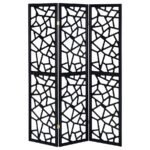 NAILAN 3-PANEL ROOM DIVIDER FOLDING SCREEN BLACK OPEN MOSAIC - Image 3