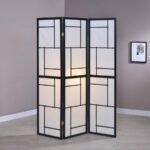 DAMIS 3-PANEL ROOM DIVIDER FOLDING SHOJI SCREEN BLACK - Image 2