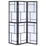DAMIS 3-PANEL ROOM DIVIDER FOLDING SHOJI SCREEN BLACK - Image 3
