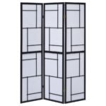 DAMIS 3-PANEL ROOM DIVIDER FOLDING SHOJI SCREEN BLACK - Image 4