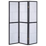 DAMIS 3-PANEL ROOM DIVIDER FOLDING SHOJI SCREEN BLACK - Image 5