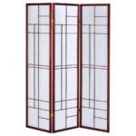 KATERINA 3-PANEL ROOM DIVIDER FOLDING SHOJI SCREEN CHERRY - Image 3