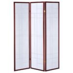 KATERINA 3-PANEL ROOM DIVIDER FOLDING SHOJI SCREEN CHERRY - Image 5