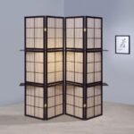IGGY 4-PANEL ROOM DIVIDER FOLDING SHOJI SCREEN CAPPUCCINO - Image 2