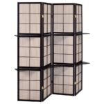 IGGY 4-PANEL ROOM DIVIDER FOLDING SHOJI SCREEN CAPPUCCINO