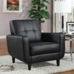 AARON UPHOLSTERED TRACK ARM TUFTED ACCENT CHAIR BLACK - Image 2