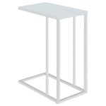 STELLA WHITE GLASS TOP C-SHAPED SOFA SIDE TABLE CHROME