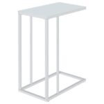 STELLA WHITE GLASS TOP C-SHAPED SOFA SIDE TABLE CHROME - Image 4