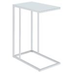 STELLA WHITE GLASS TOP C-SHAPED SOFA SIDE TABLE CHROME - Image 6