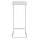 STELLA WHITE GLASS TOP C-SHAPED SOFA SIDE TABLE CHROME - Image 7
