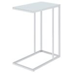 STELLA WHITE GLASS TOP C-SHAPED SOFA SIDE TABLE CHROME - Image 8