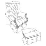 ROBERTS UPHOLSTERED WINGBACK CHAIR AND OTTOMAN SET BLACK - Image 3
