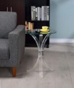 LANING ROUND GLASS TOP ACRYLIC SIDE TABLE CLEAR - Image 2
