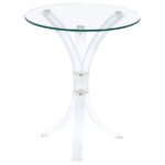 LANING ROUND GLASS TOP ACRYLIC SIDE TABLE CLEAR - Image 3