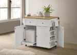 JALEN 3-DOOR MOBILE KITCHEN CART NATURAL BROWN AND WHITE - Image 3