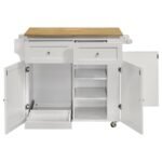 JALEN 3-DOOR MOBILE KITCHEN CART NATURAL BROWN AND WHITE - Image 4
