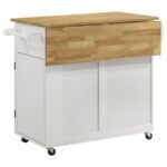 JALEN 3-DOOR MOBILE KITCHEN CART NATURAL BROWN AND WHITE - Image 5