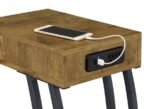 TROY 1-DRAWER C-SHAPED SIDE TABLE POWER OUTLET RUSTIC NUTMEG - Image 3