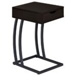 TROY 1-DRAWER C-SHAPED SIDE TABLE POWER OUTLET CAPPUCCINO