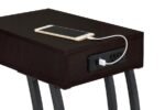 TROY 1-DRAWER C-SHAPED SIDE TABLE POWER OUTLET CAPPUCCINO - Image 3