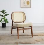 RAYO RATTAN CANE BACK ACCENT CHAIR WITH PADDED SEAT CAMEL - Image 2