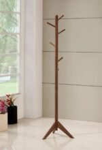 DEVLIN 6 HOOK FREESTANDING WOOD COAT RACK HAT HANGER WALNUT - Image 2
